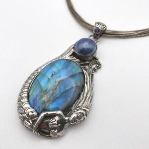 Sterling Silver Sajen Labradorite Mermaid Pendant Liquid‎ Silver Necklace